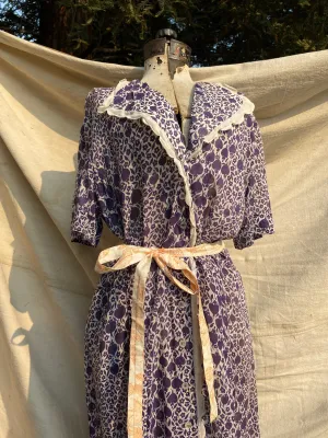 1930s/40s Figural Floral Novelty Print Midi Dress