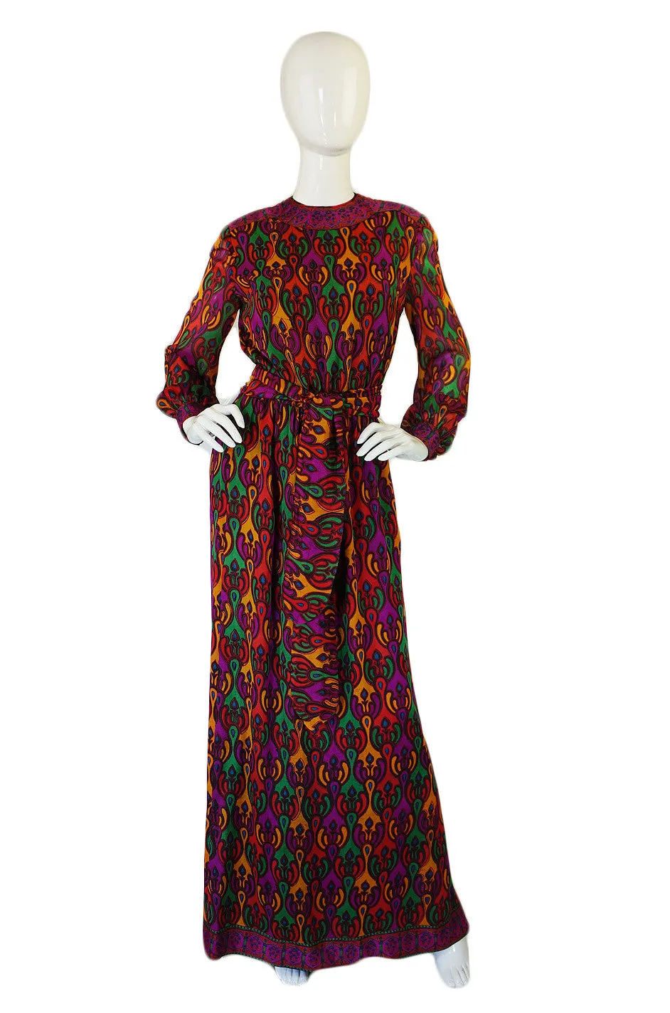 1970s Indian Silk Treacy Lowe Maxi Dress