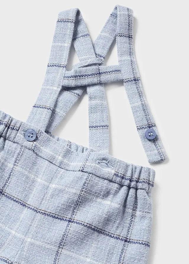 2Pc Plaid Overall Shorts Set