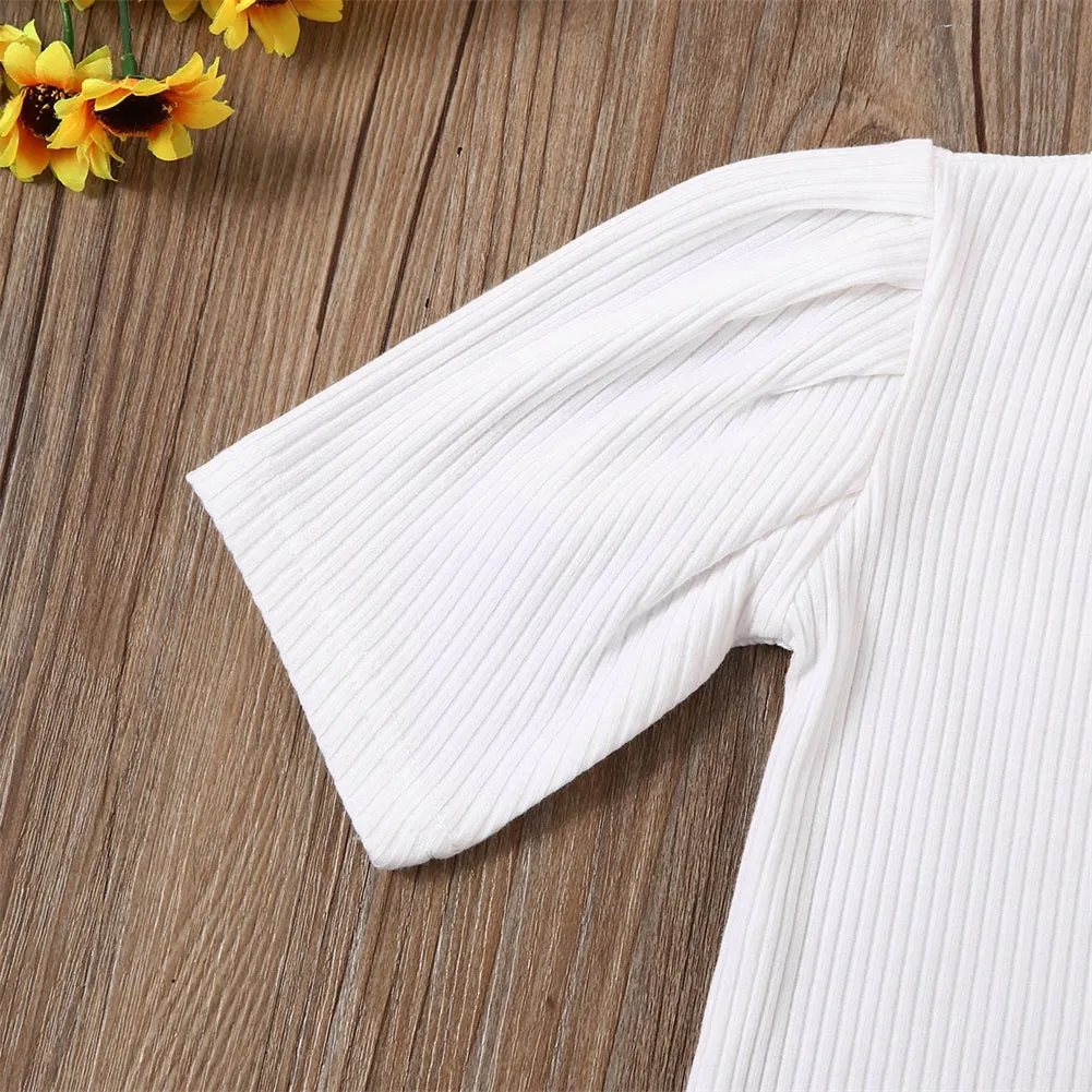 2pc Toddlers One Shoulder Blouse and Striped Pants
