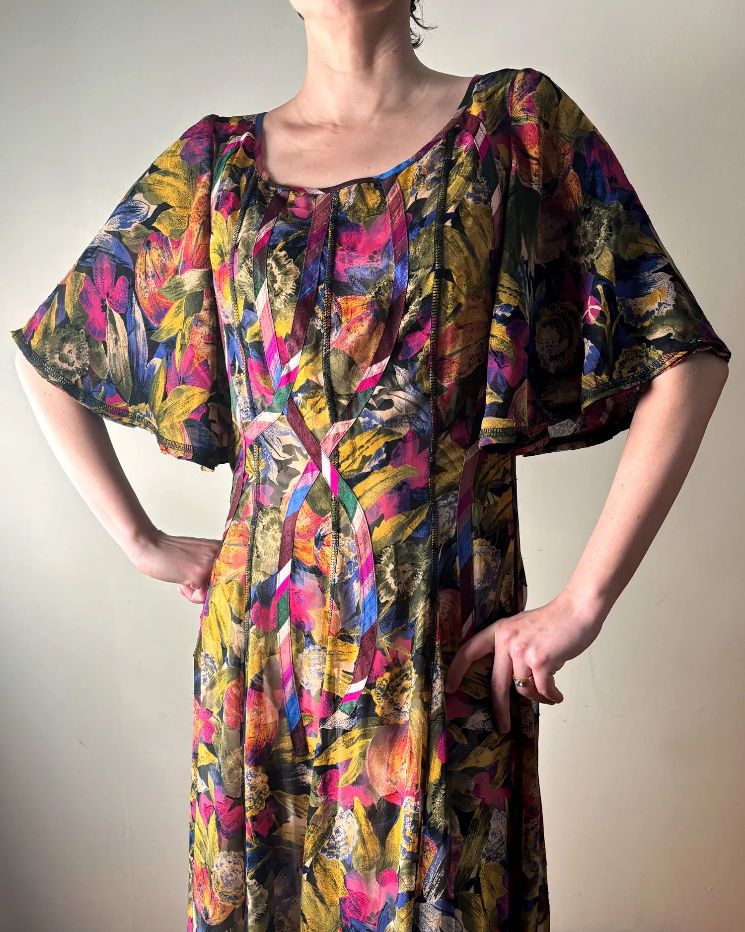 90s Koos DeWilde Appliqué Dress–Size 6