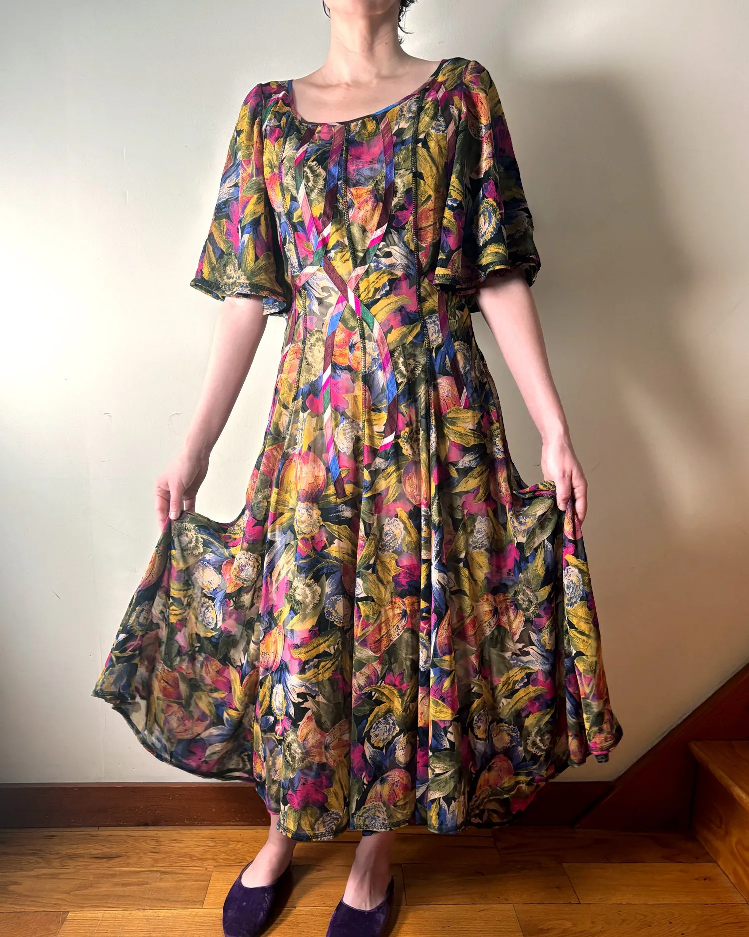 90s Koos DeWilde Appliqué Dress–Size 6