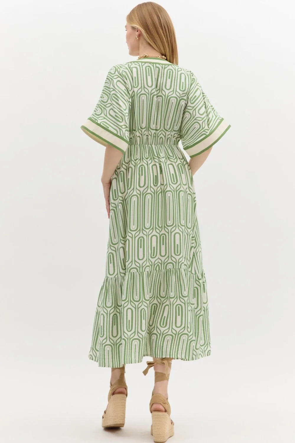 Accent Printed Maxi Dress {Olive}
