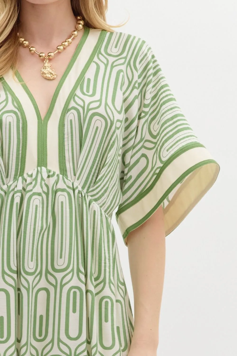 Accent Printed Maxi Dress {Olive}