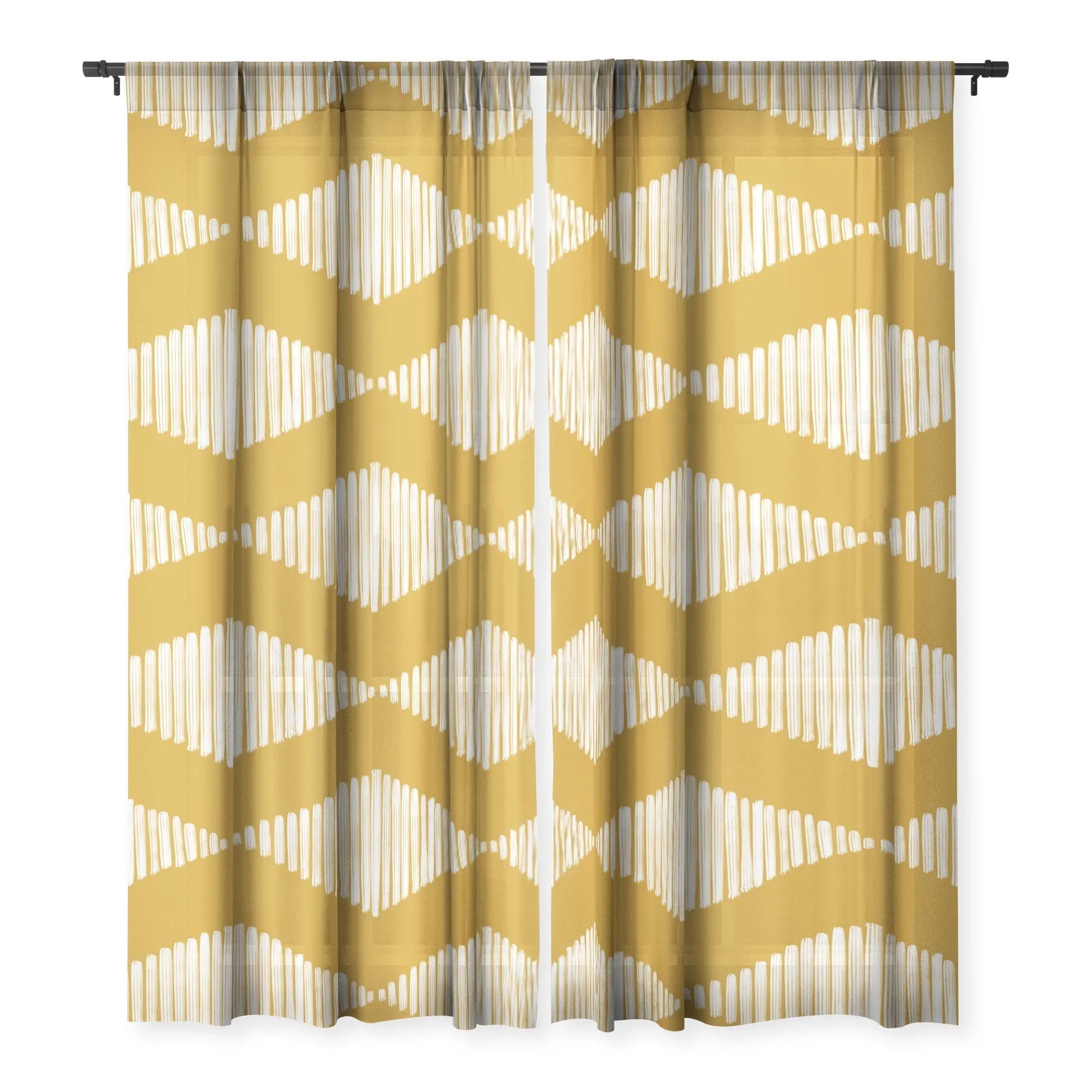 ACOUSTIC WAVE MUSTARD WINDOW CURTAINS