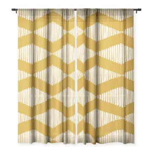 ACOUSTIC WAVE MUSTARD WINDOW CURTAINS