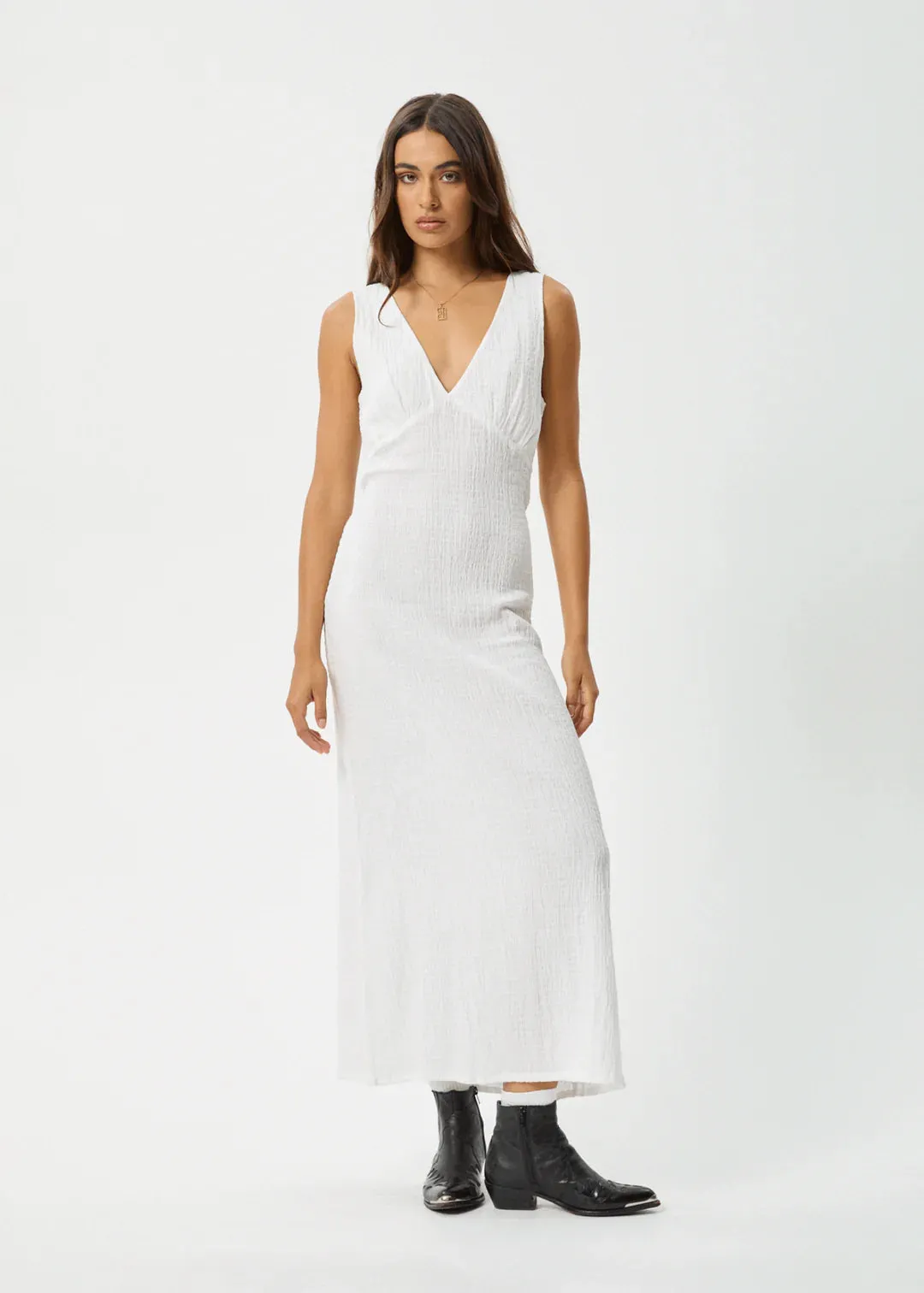AFENDS // Focus Seersucker Maxi Dress WHITE