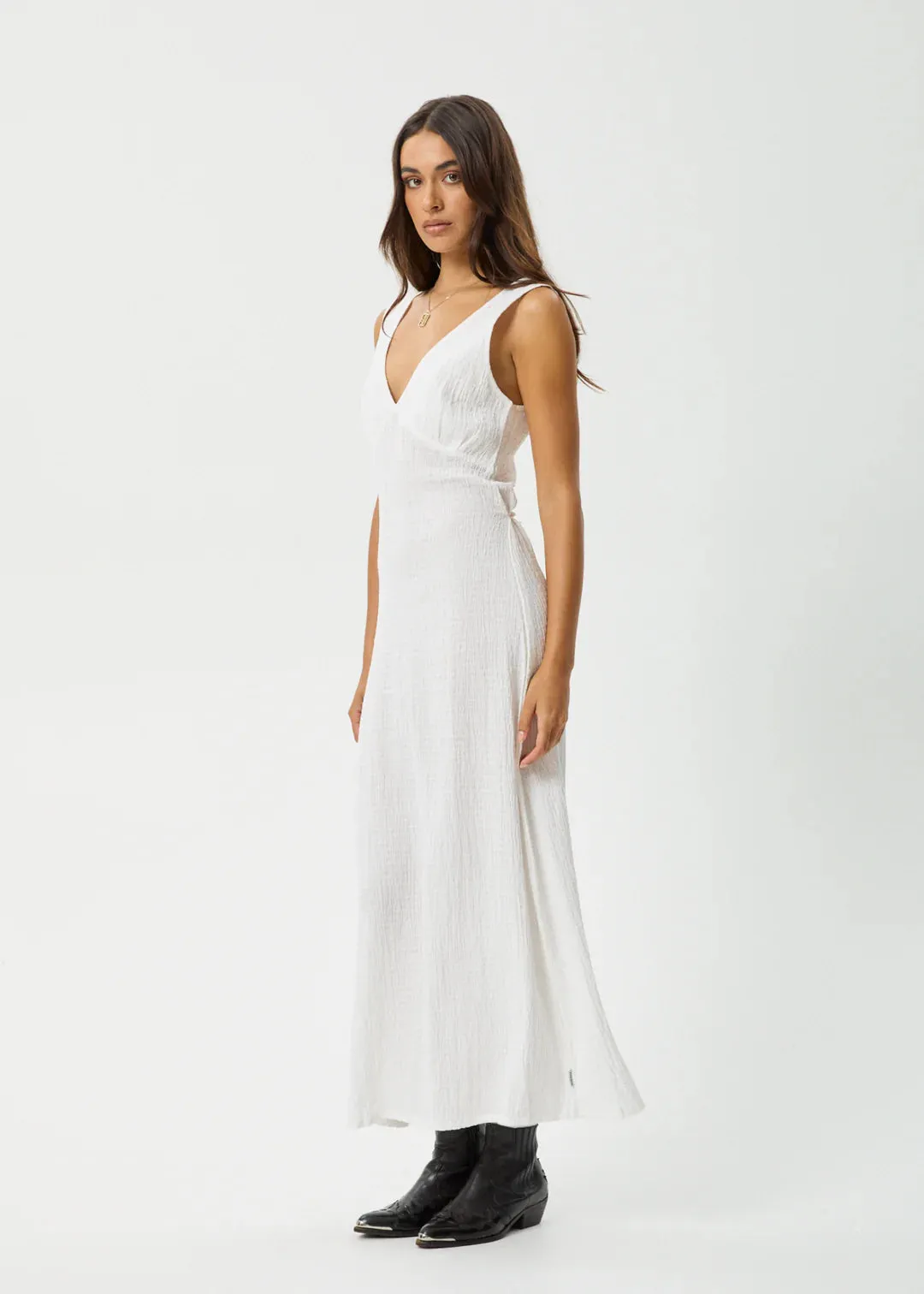 AFENDS // Focus Seersucker Maxi Dress WHITE
