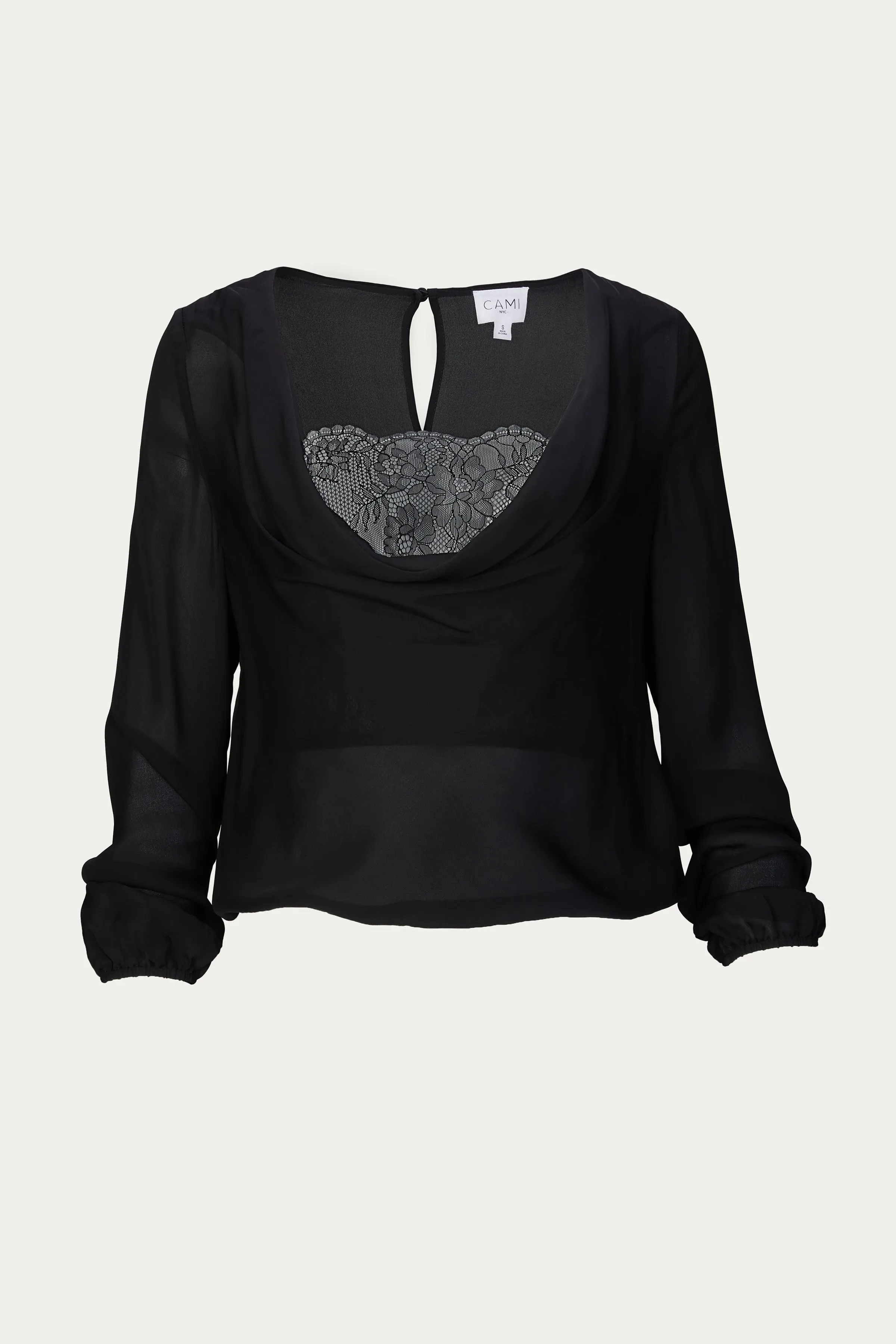 AGNES LACE-PANELED SILK BLOUSE