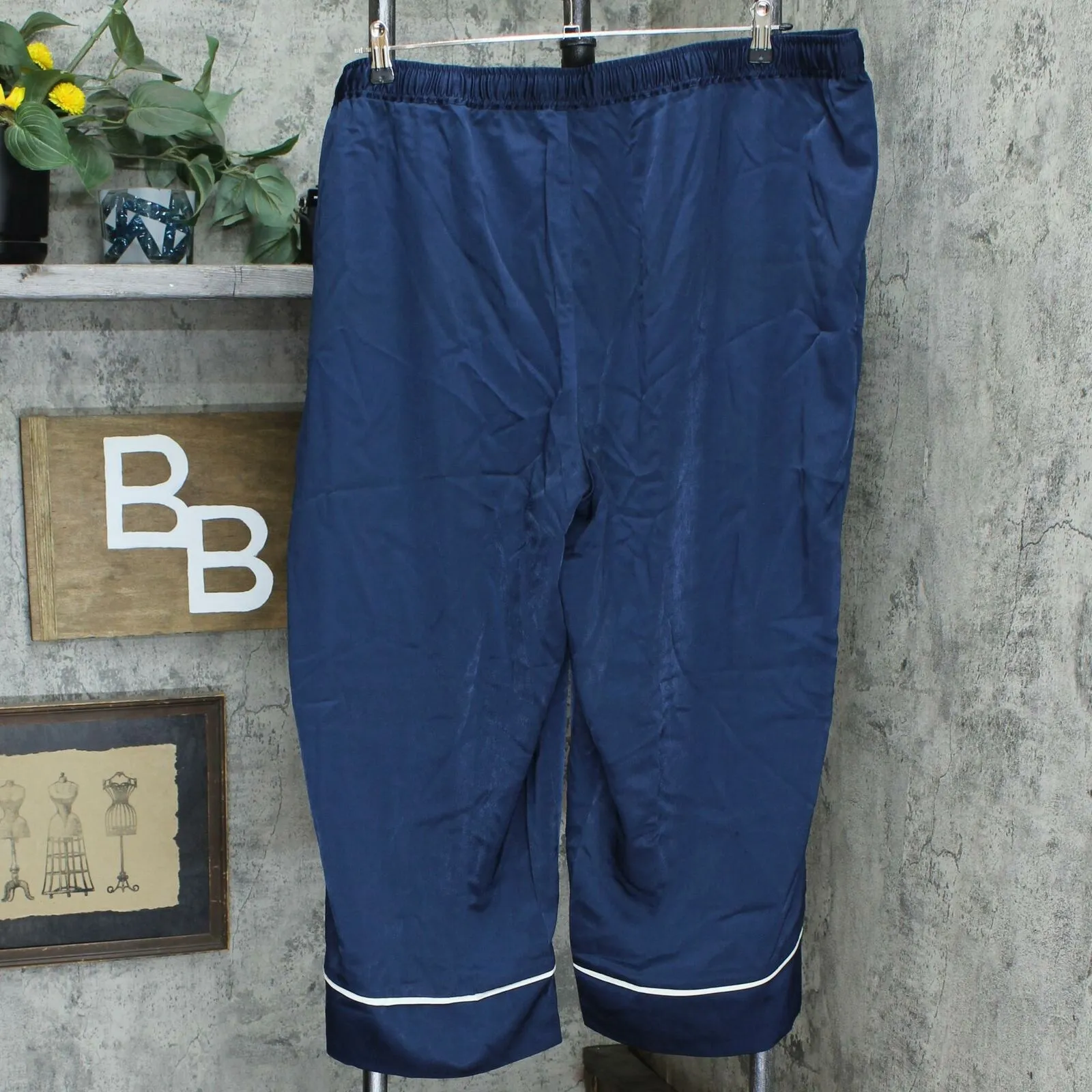 AnyBody Plus Size Piped Satin Pajama Pants