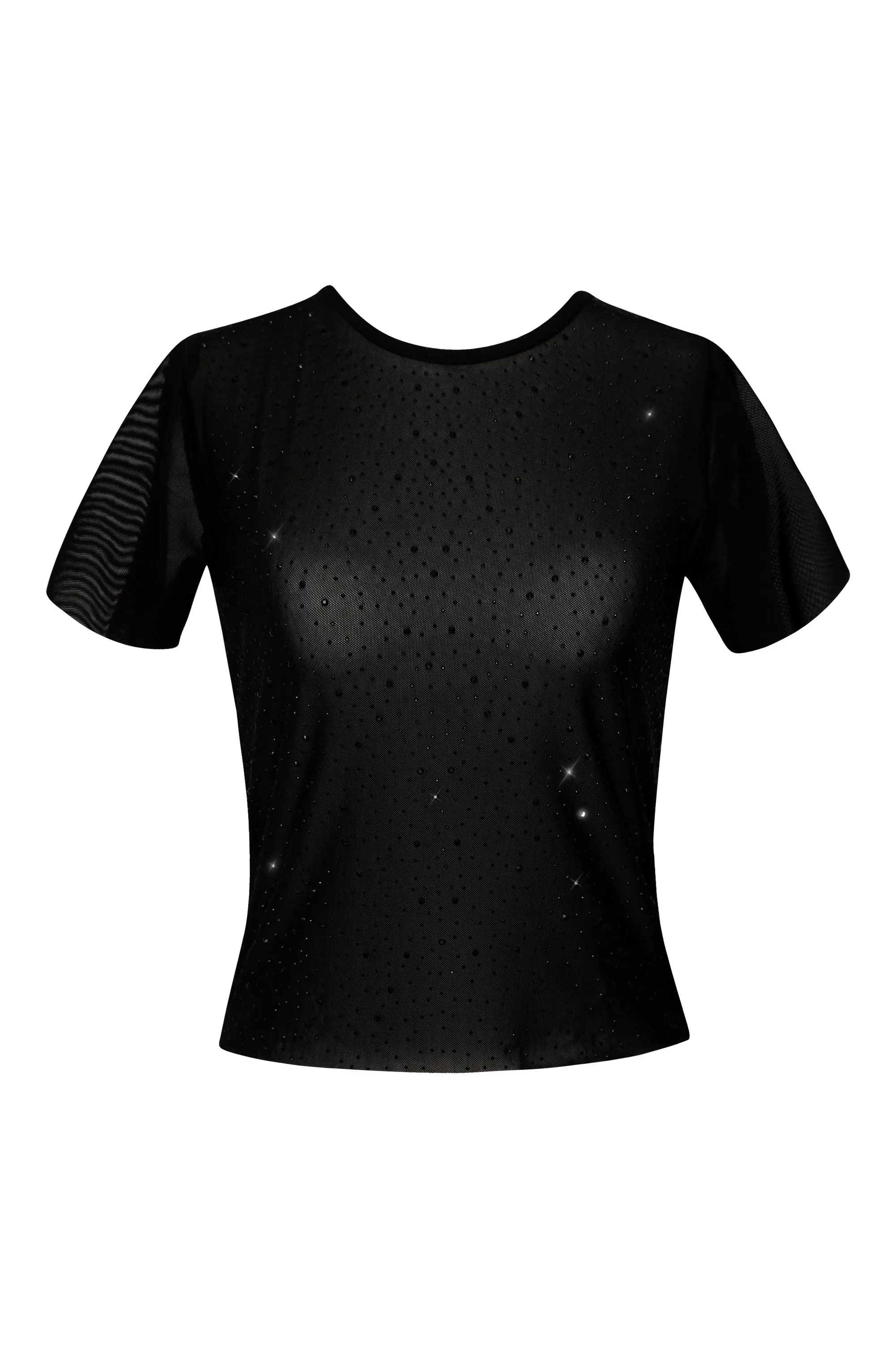 Arabel Black Gem Mesh Top