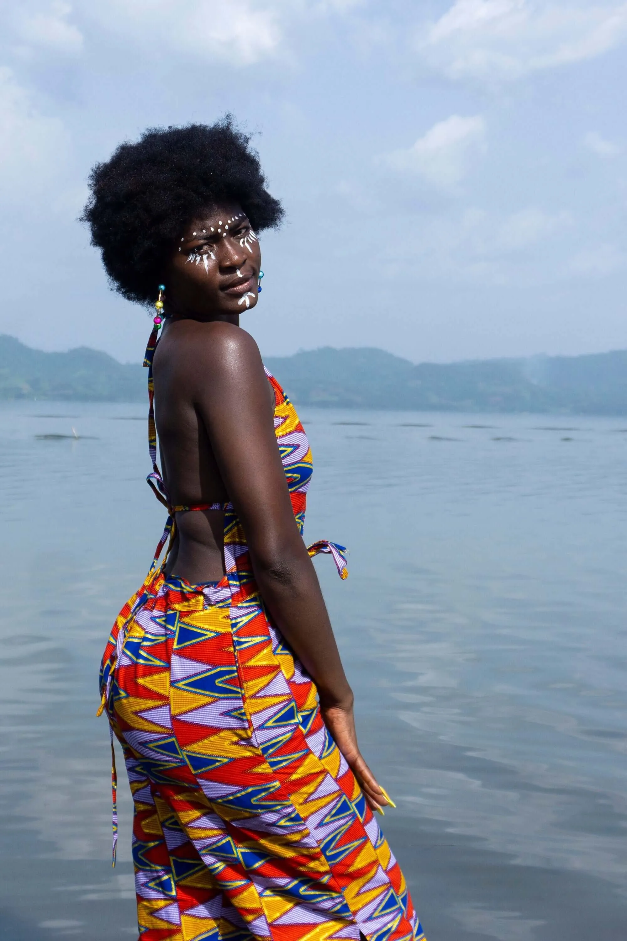 Ashanti Gold African Print Backless Jumpsuit