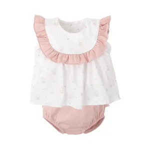 Babidu Encanto Bear Bib Dress & Knickers Set - Pink