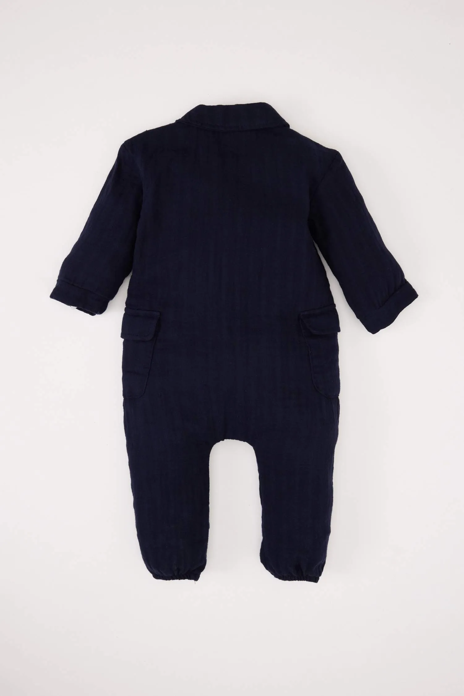 Baby Boy Newborn Buttoned Muslin Jumpsuit