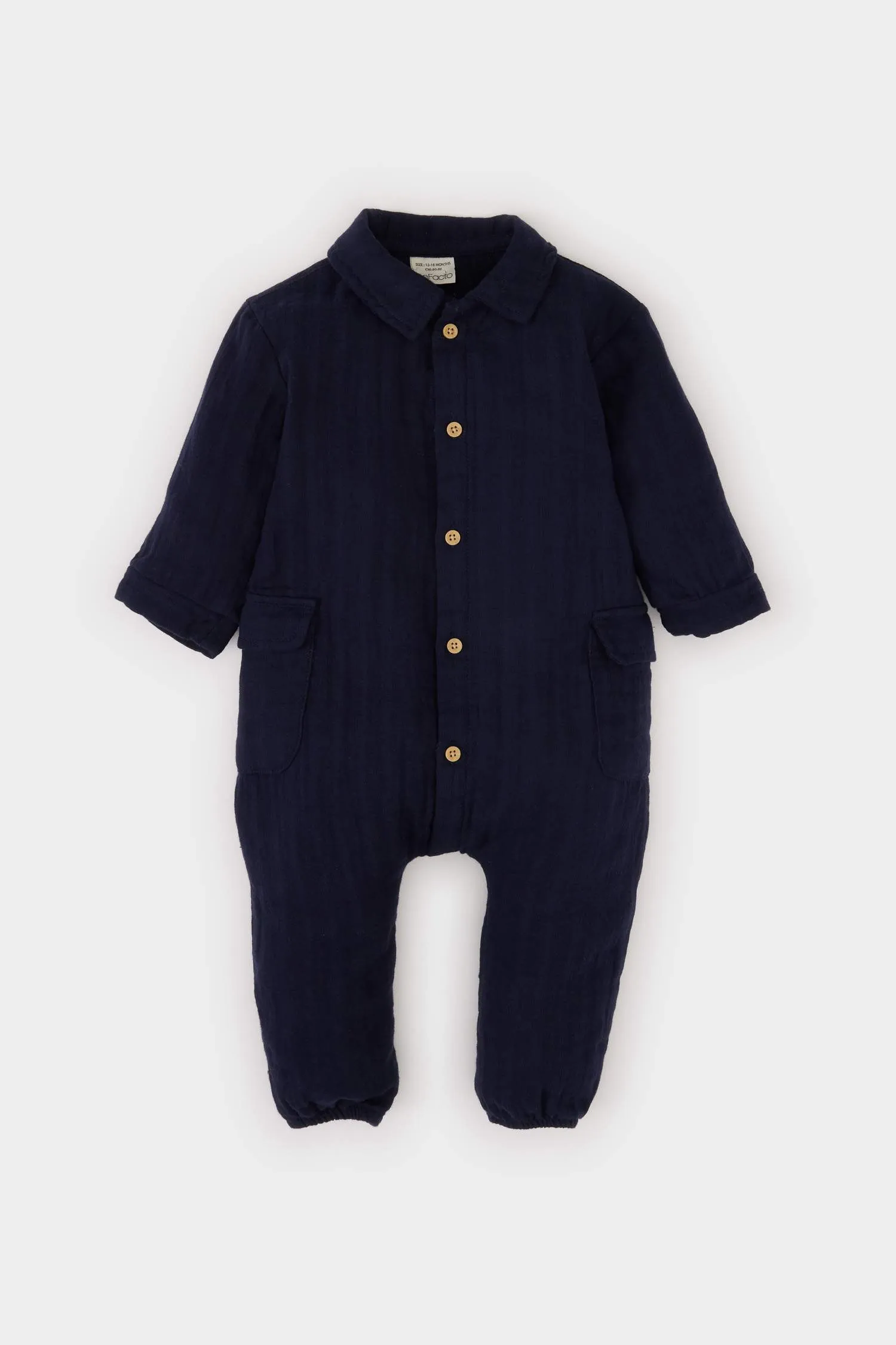 Baby Boy Newborn Buttoned Muslin Jumpsuit