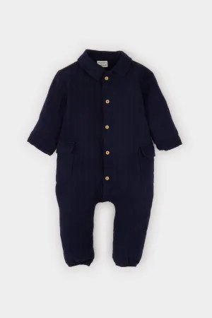 Baby Boy Newborn Buttoned Muslin Jumpsuit