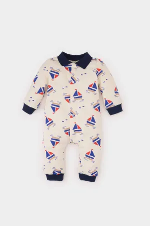 Baby Boy Newborn Patterned Long Sleeve Jumpsuit