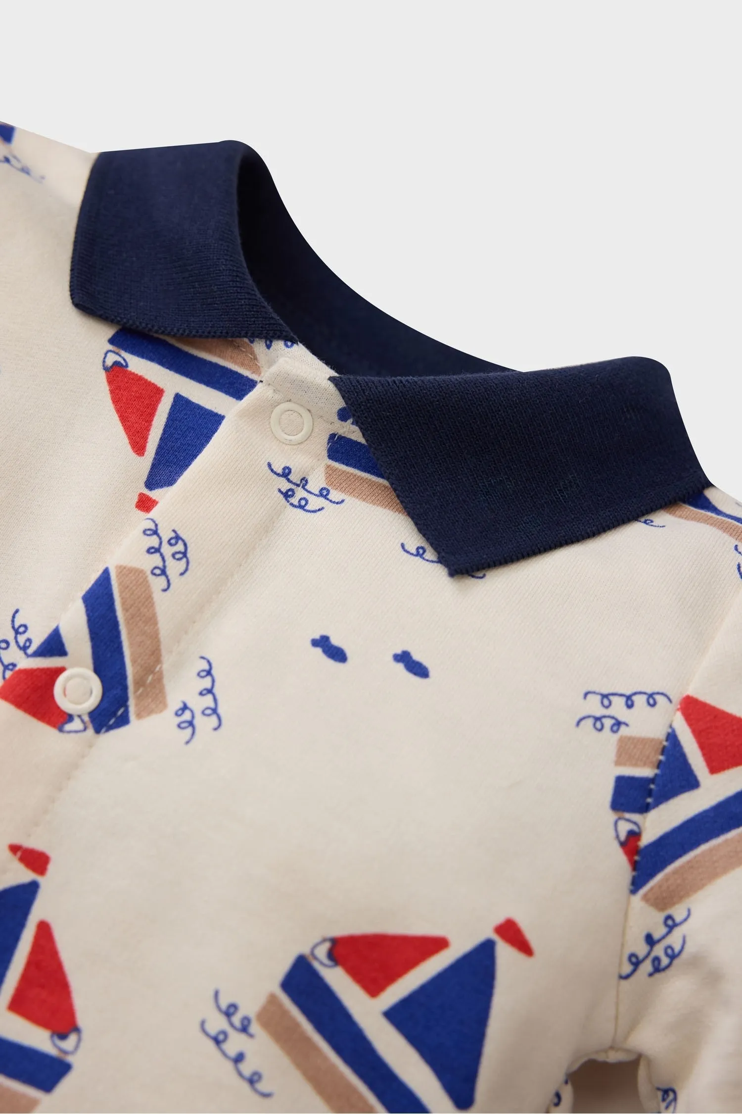Baby Boy Newborn Patterned Long Sleeve Jumpsuit