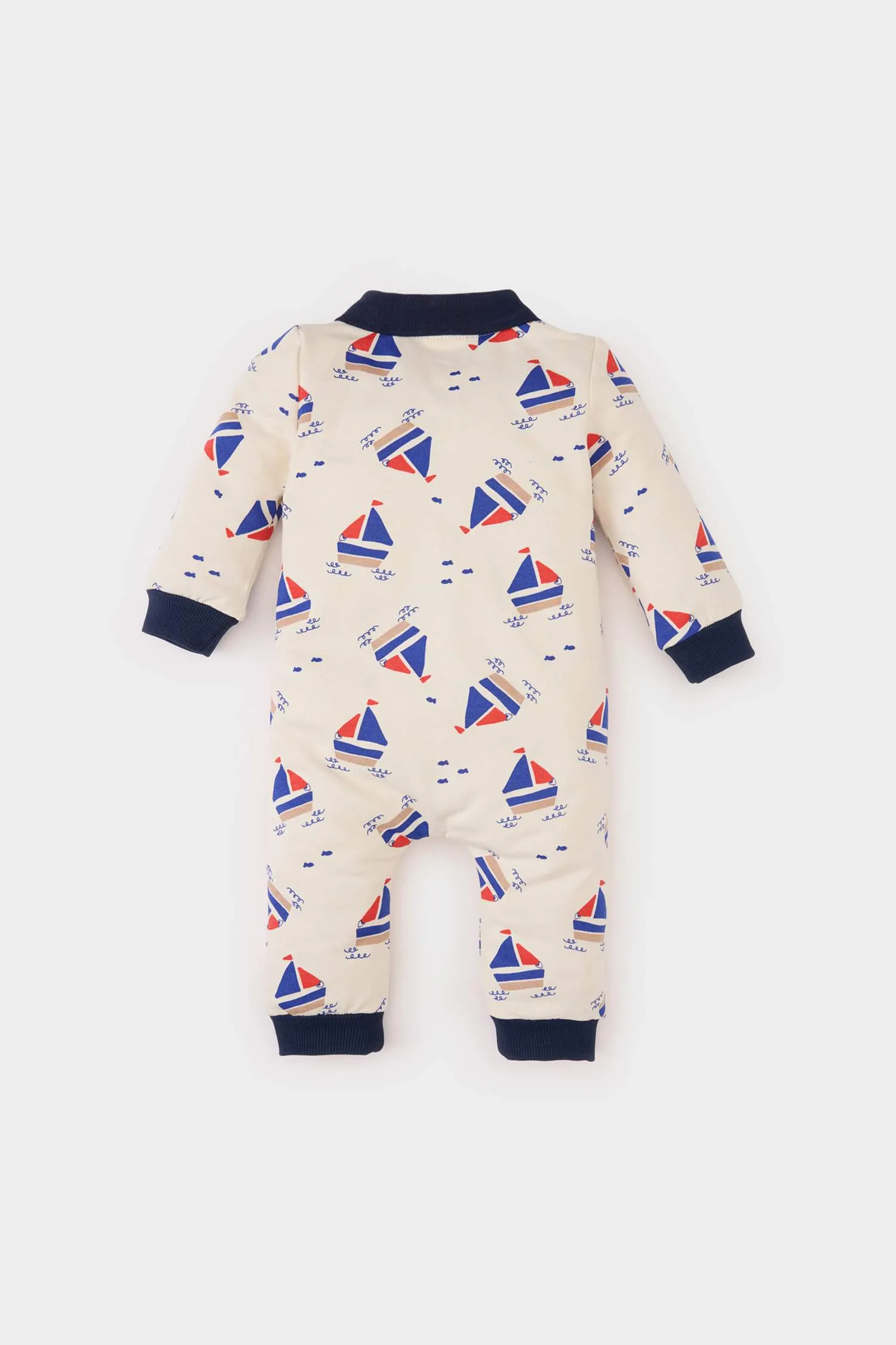 Baby Boy Newborn Patterned Long Sleeve Jumpsuit
