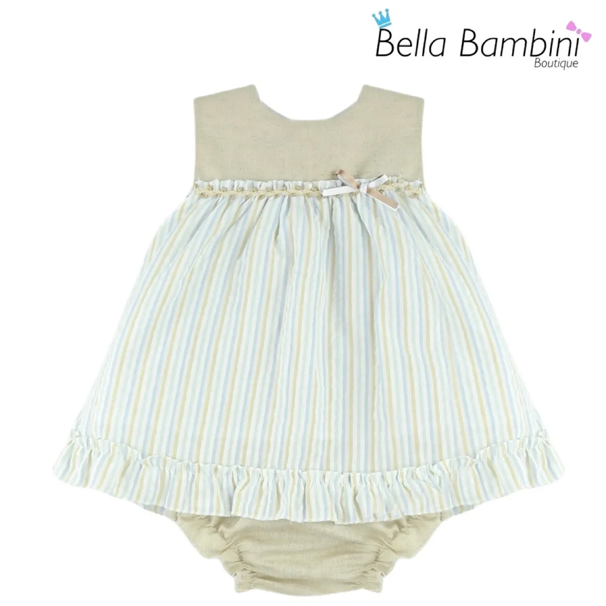 Baby Ferr Baby Girls Beige Stripe Dress