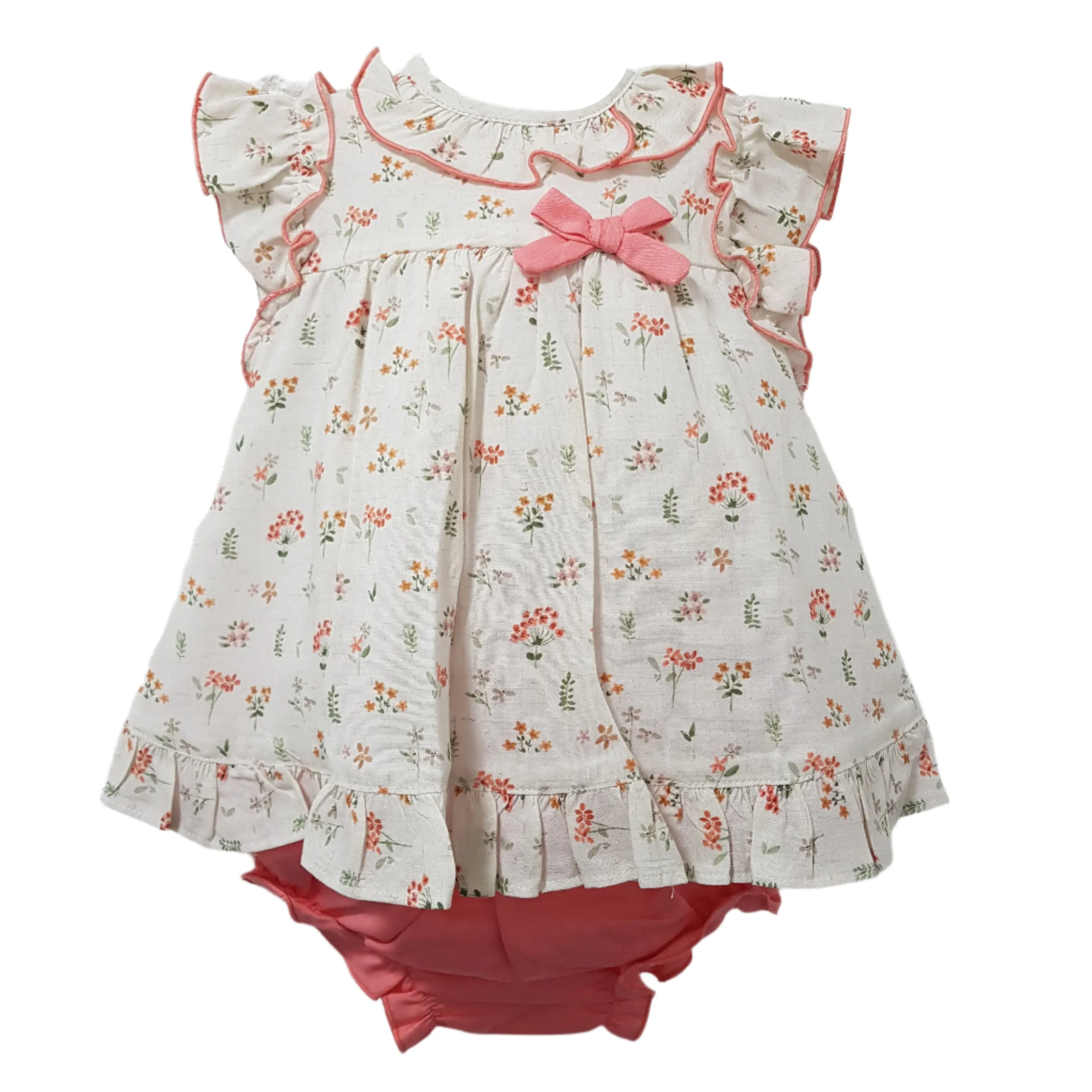 Baby Ferr Baby Girls Floral Peach Dress