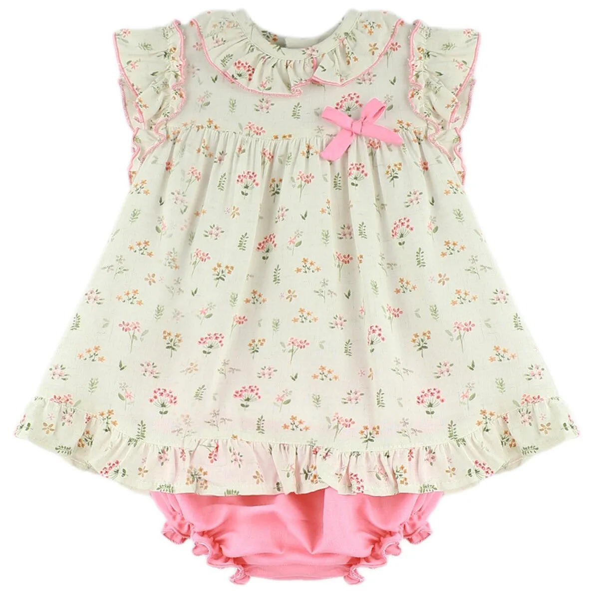Baby Ferr Baby Girls Floral Peach Dress