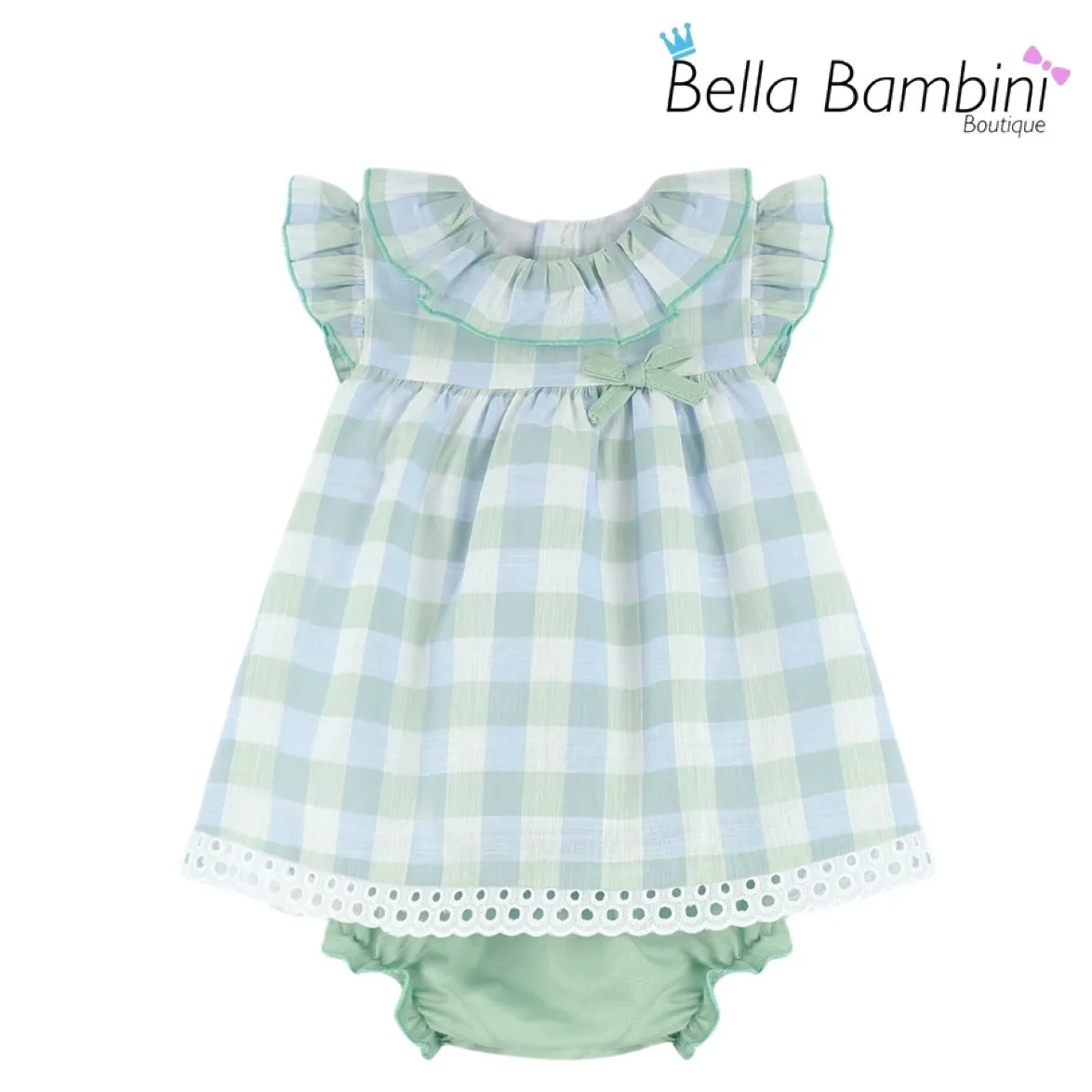 Baby Ferr Baby Girls Green Check Dress Set