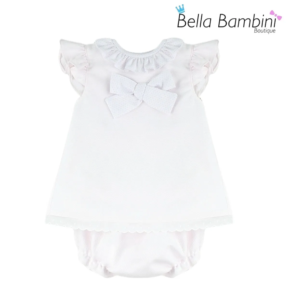 Baby Ferr Baby Girls Pale Pink Bow Front Dress