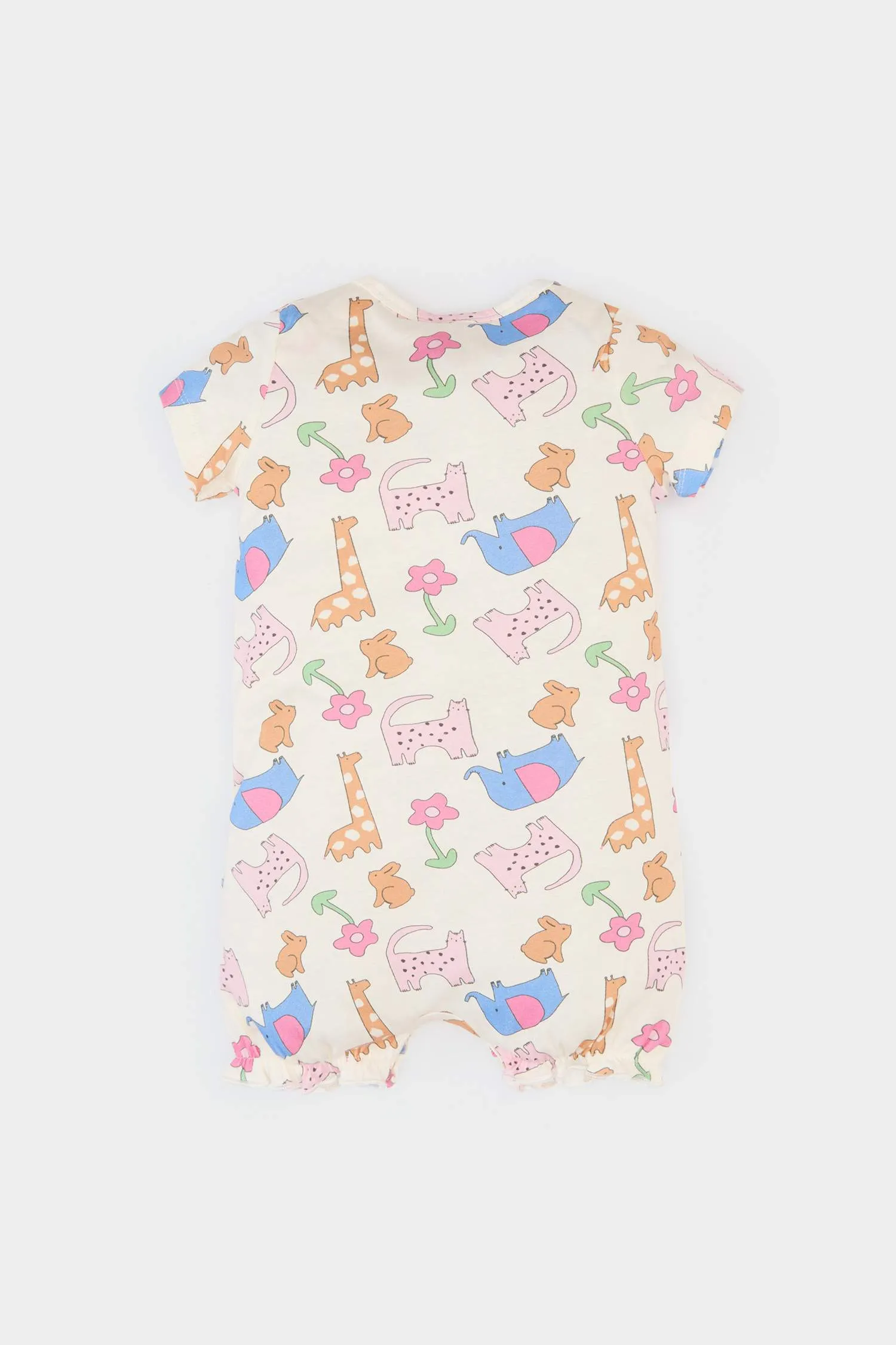 Baby Girl Newborn Animal Patterned Cotton Jumpsuit