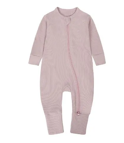 Baby Onesie - Long Sleeve Double Zipper Pajamas with Hand & Foot Wraps