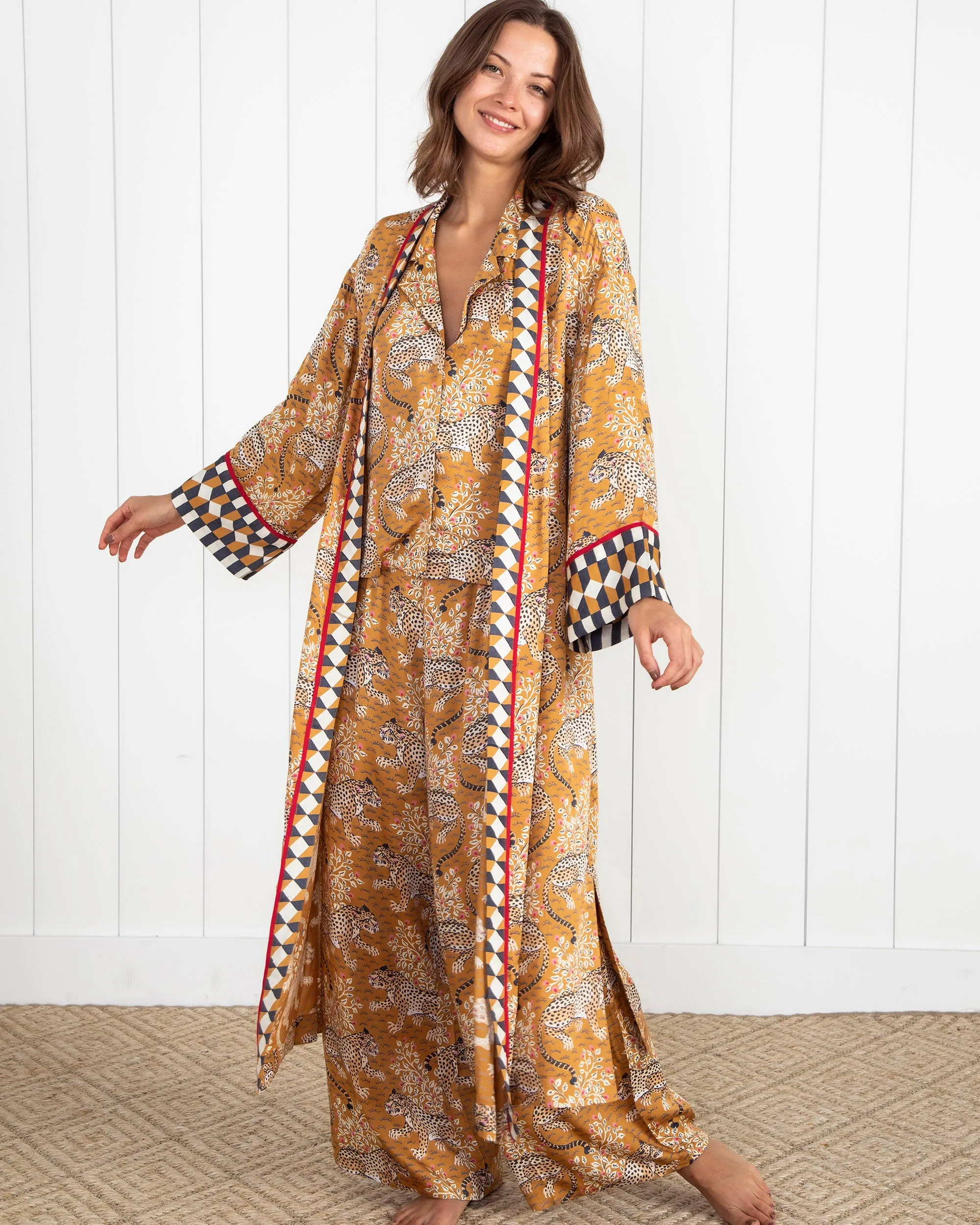 Bagheera - Satin Robe - Tobacco
