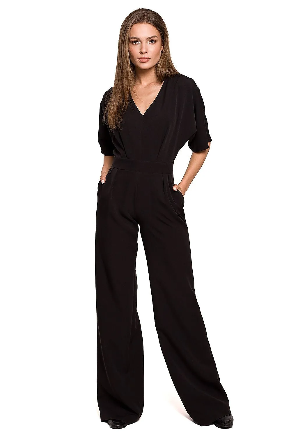 Batwing Wide-Leg Overalls Jumpsuit