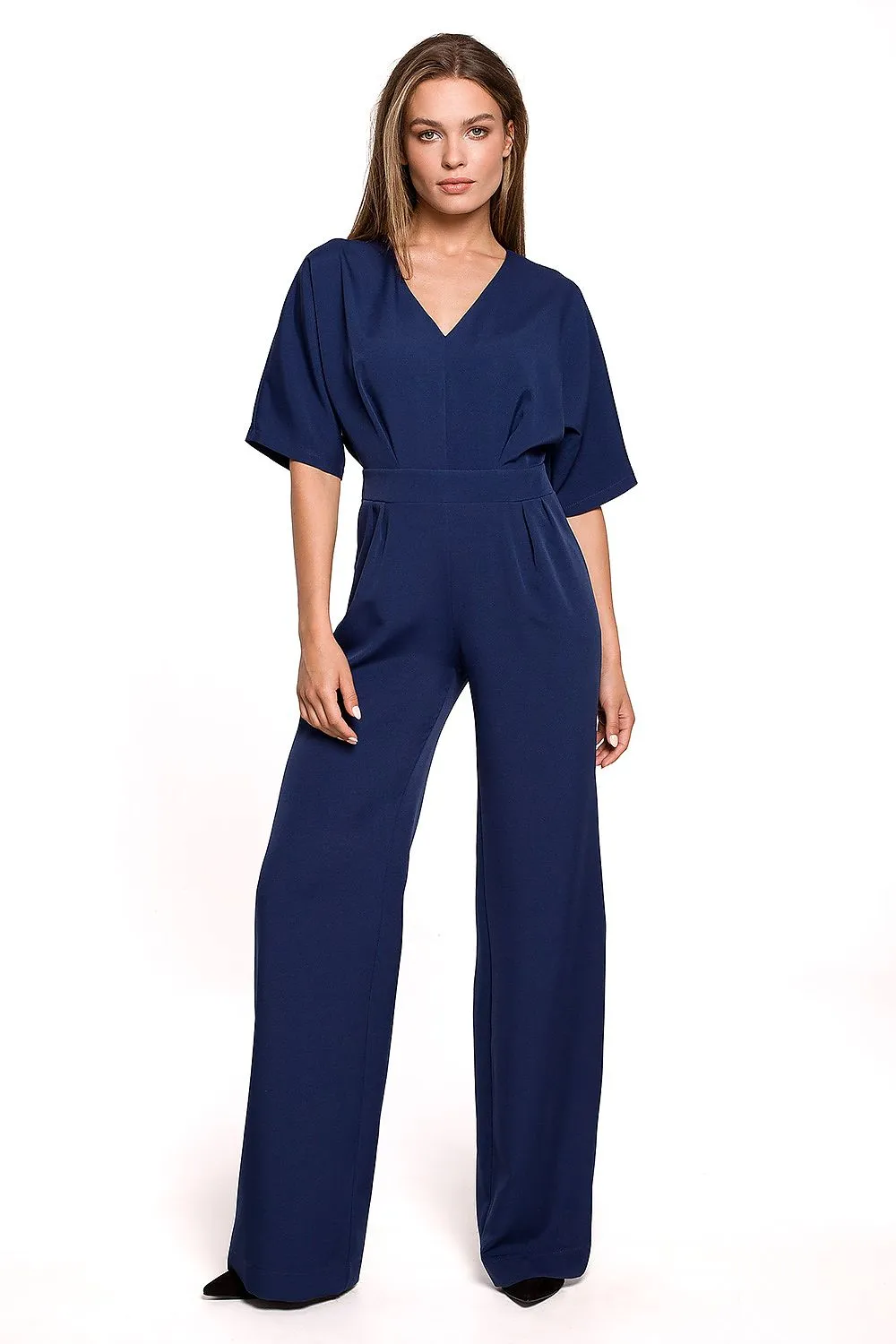 Batwing Wide-Leg Overalls Jumpsuit