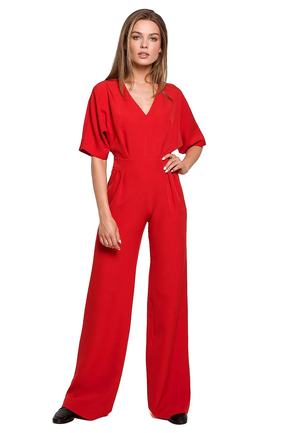 Batwing Wide-Leg Overalls Jumpsuit
