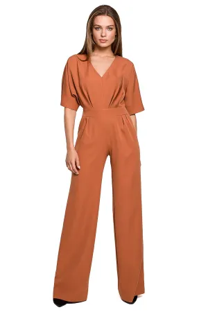 Batwing Wide-Leg Overalls Jumpsuit