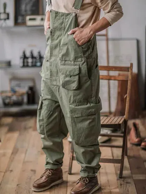 Baumwoll-Overalls mit lockerem Schnitt und verstellbaren Trägern
