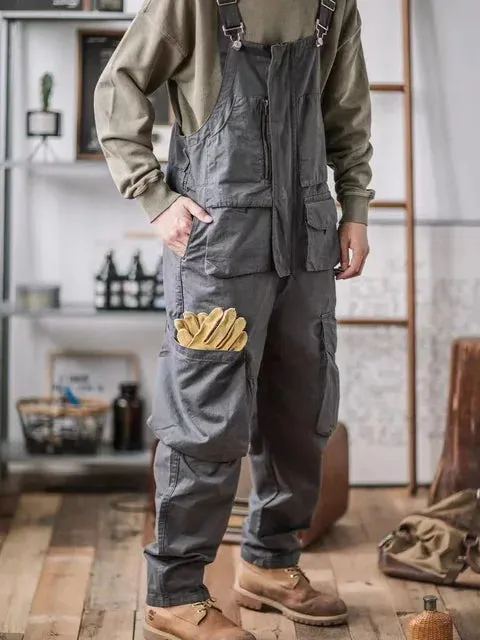 Baumwoll-Overalls mit lockerem Schnitt und verstellbaren Trägern