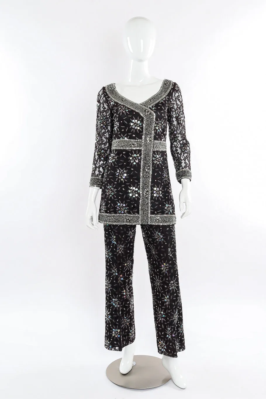 Beaded Lace Tunic and Pant Set