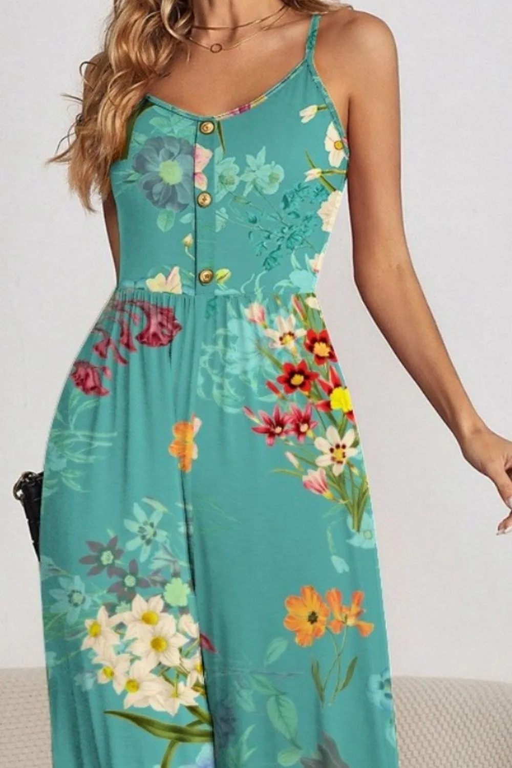 Beautiful Blooms Sleeveless Floral Wide Leg Jumpsuit