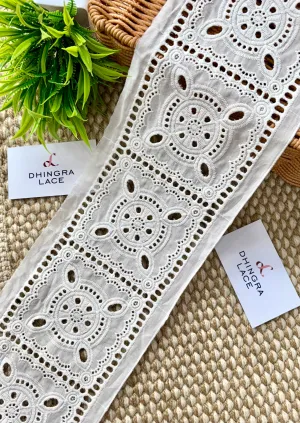 Beautiful White Hakoba 6 Inches Broad Lace 300425