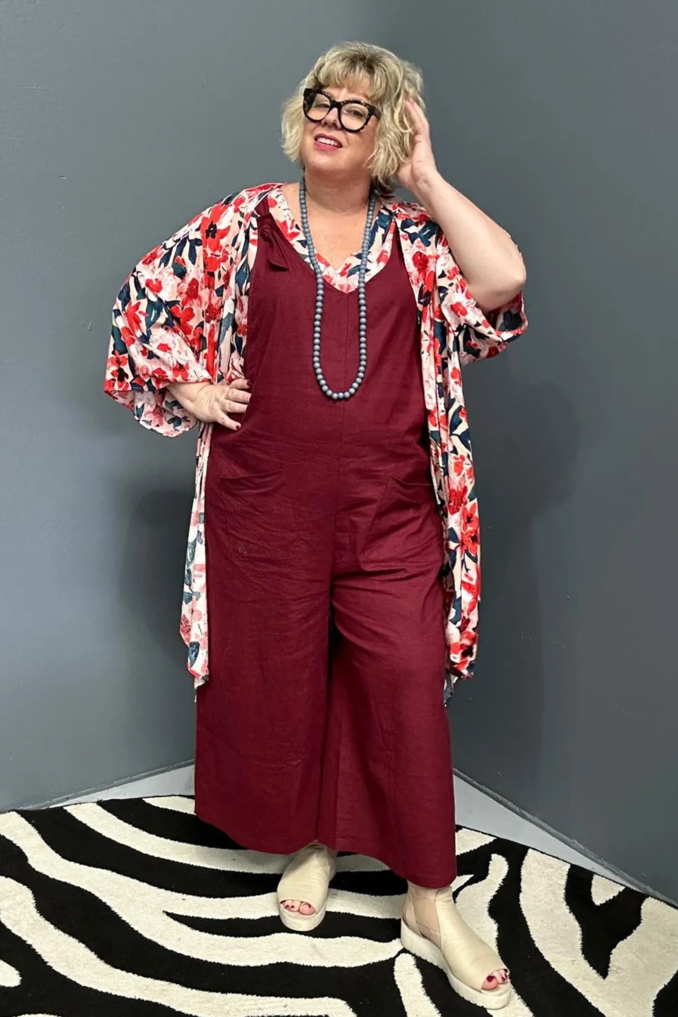 BILLIE' Stretch Linen Overalls - Plum