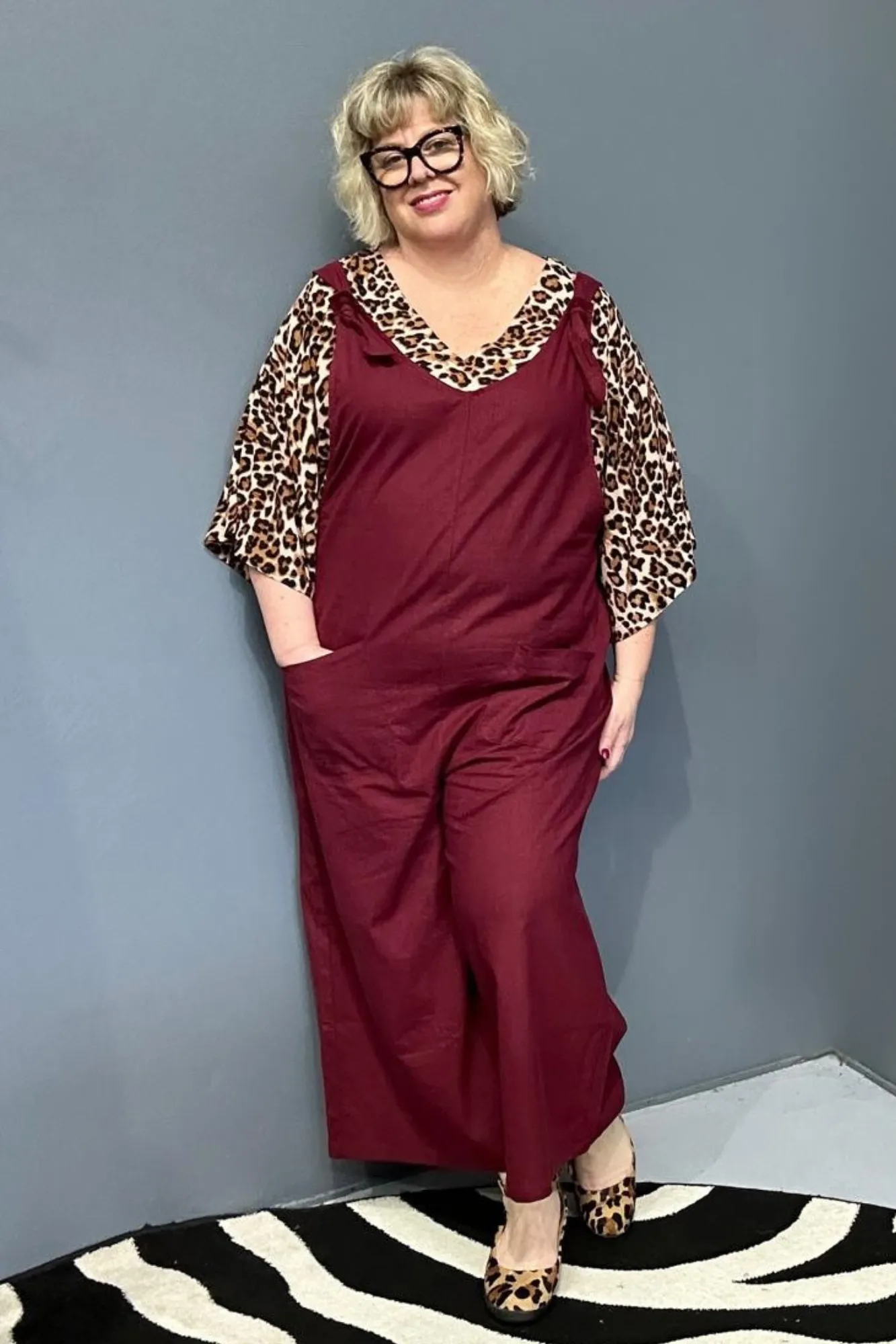 BILLIE' Stretch Linen Overalls - Plum