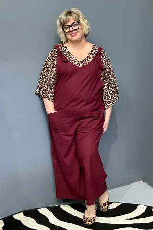 BILLIE' Stretch Linen Overalls - Plum