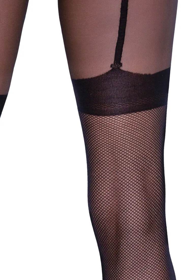 Black crotchless mesh X micronet pantyhose