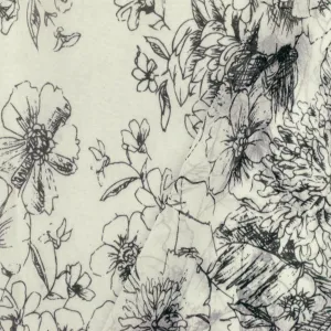Black-Ivory Famous Designer Floral Printed Silk Chiffon Fabric