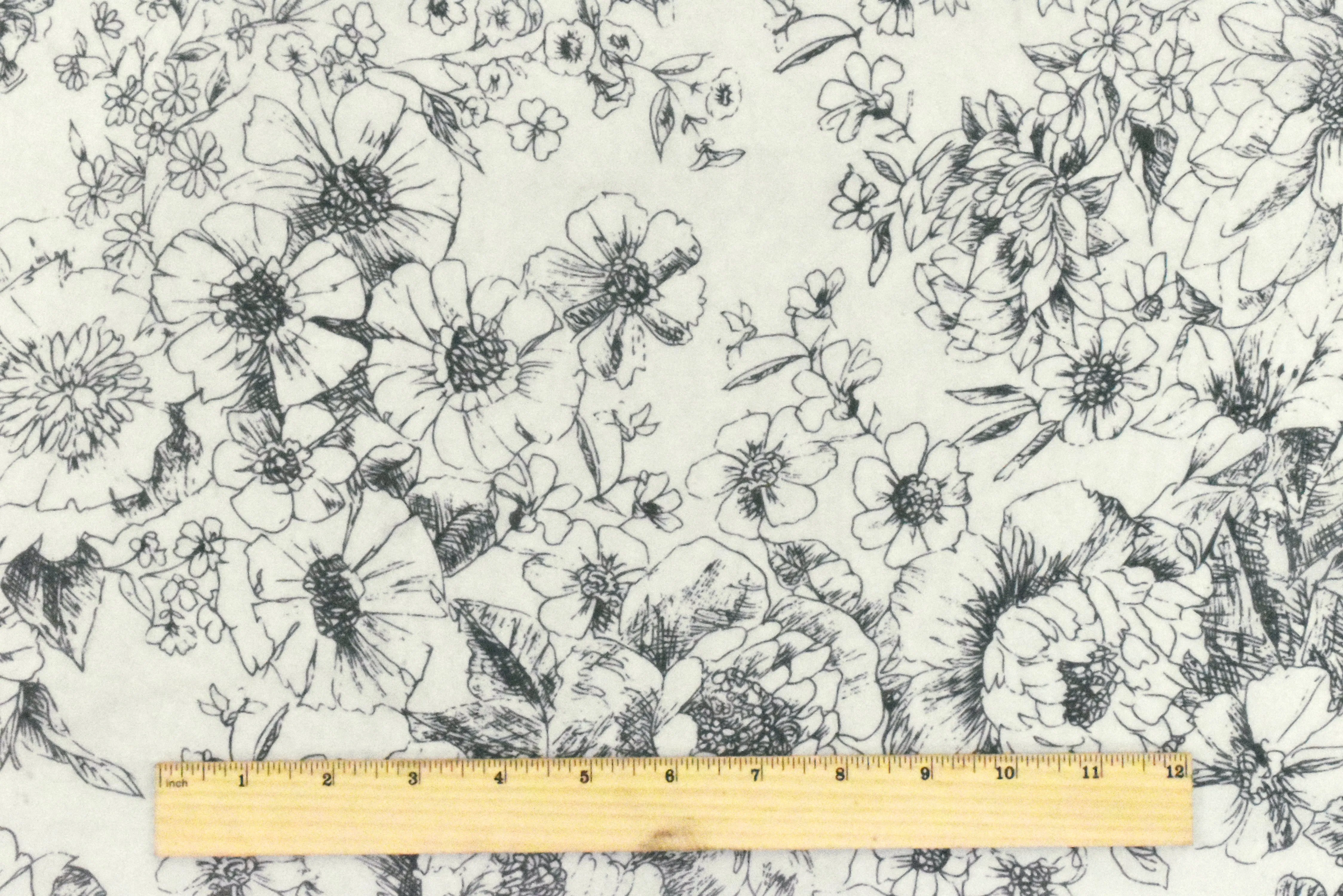 Black-Ivory Famous Designer Floral Printed Silk Chiffon Fabric