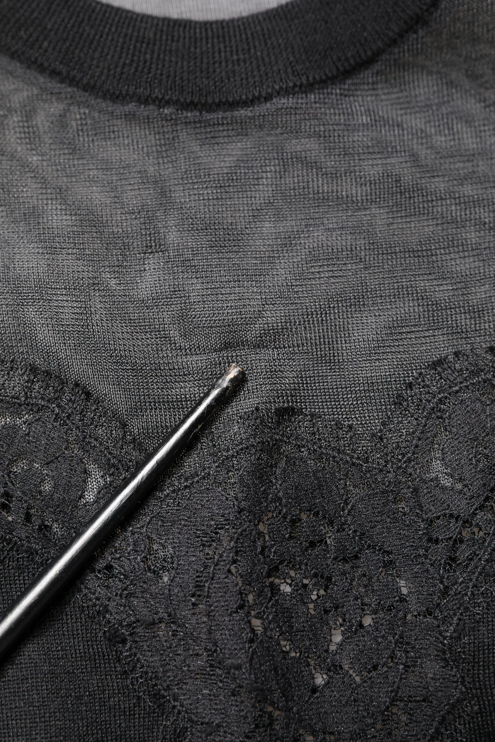 Black Lace Sheer Crew Neck Sleeveless Top