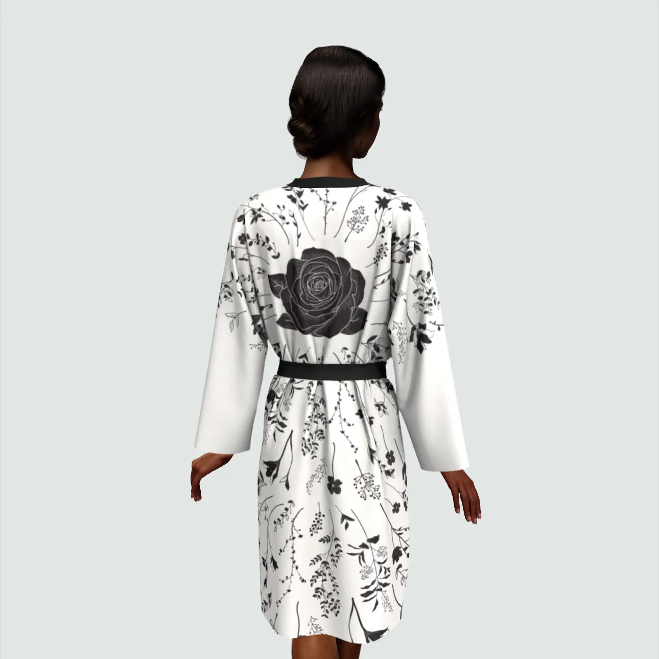 Black Rose Queen Silk Kimono