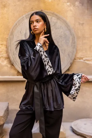 Black Short Kimono X Abstract