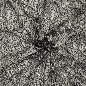 Black-White-Silver Polyester Nylon Floral Lace Mesh Knit Fabric
